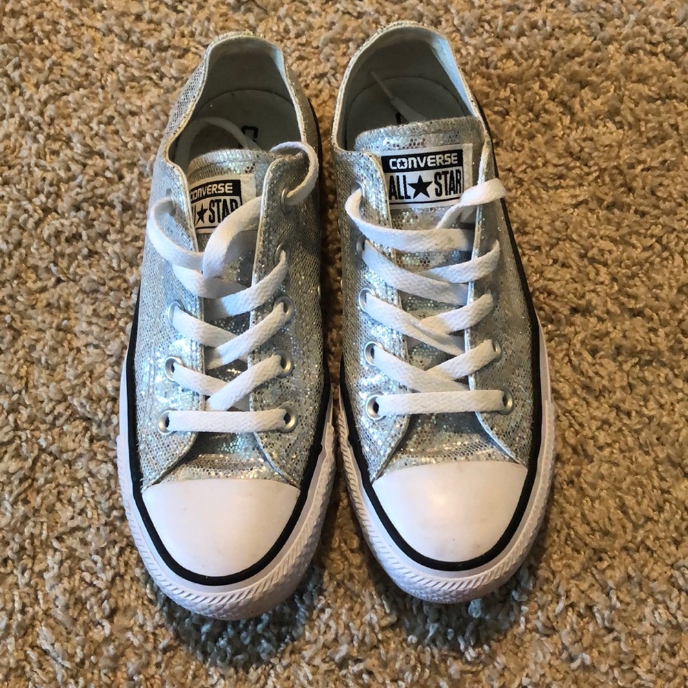Silver glitter converse